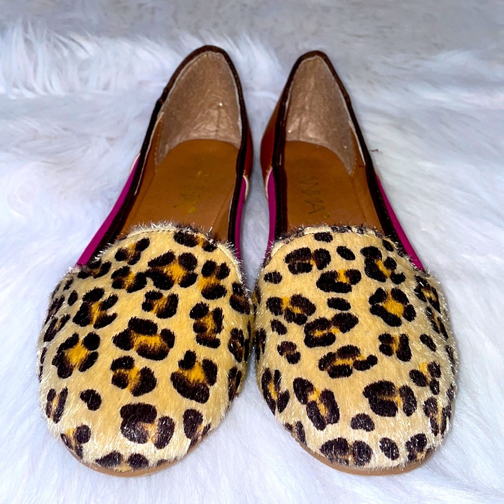 Anna Leopard Print Flats with Pink and Brown Accents - Picture 2 of 3